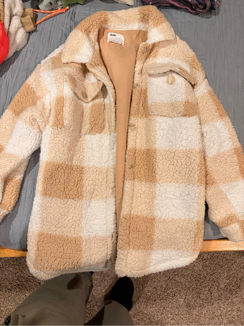 Elodie Cream and Tan Sherpa Jacket